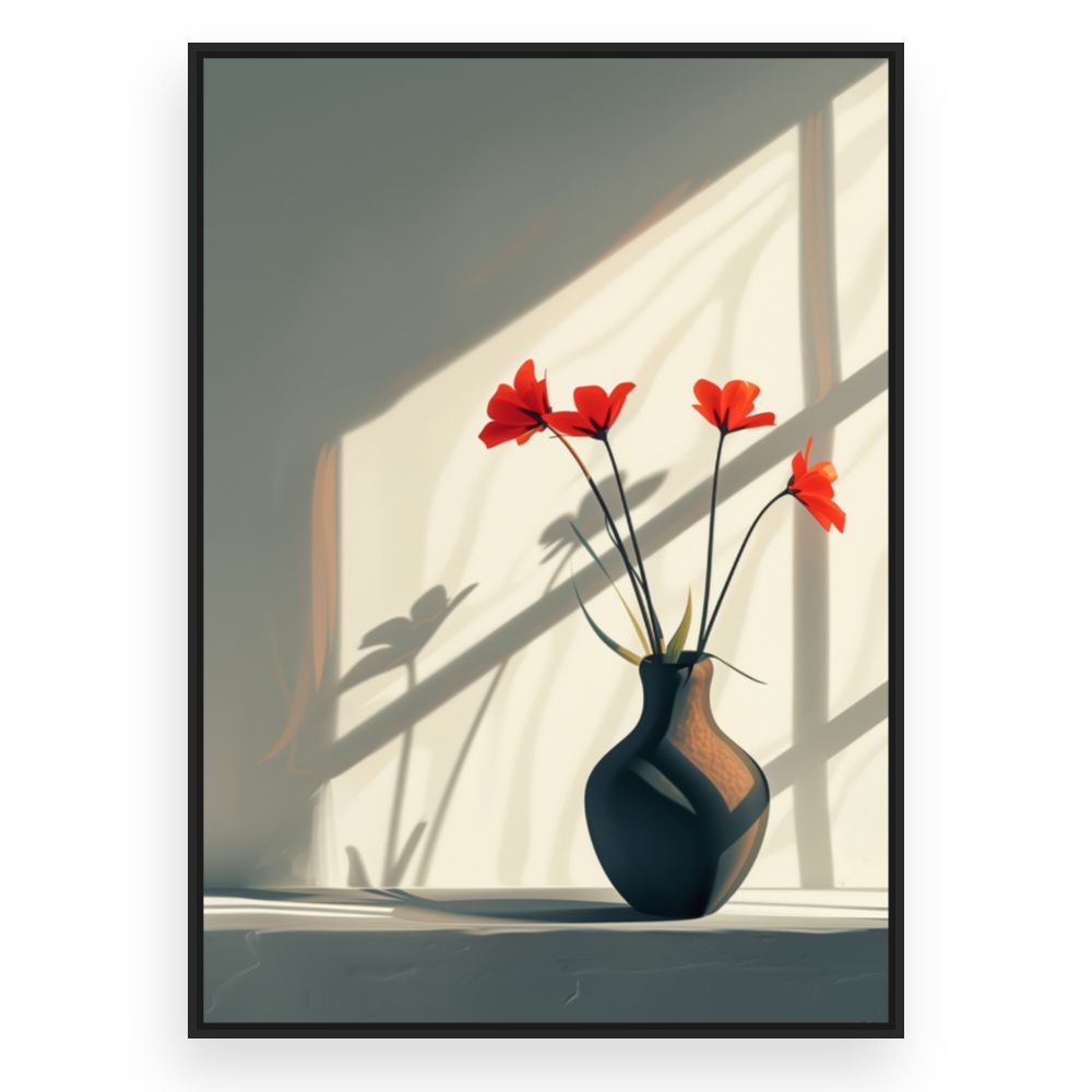 Toile Ombre florale élégante – toile cadre noir (slide 3)