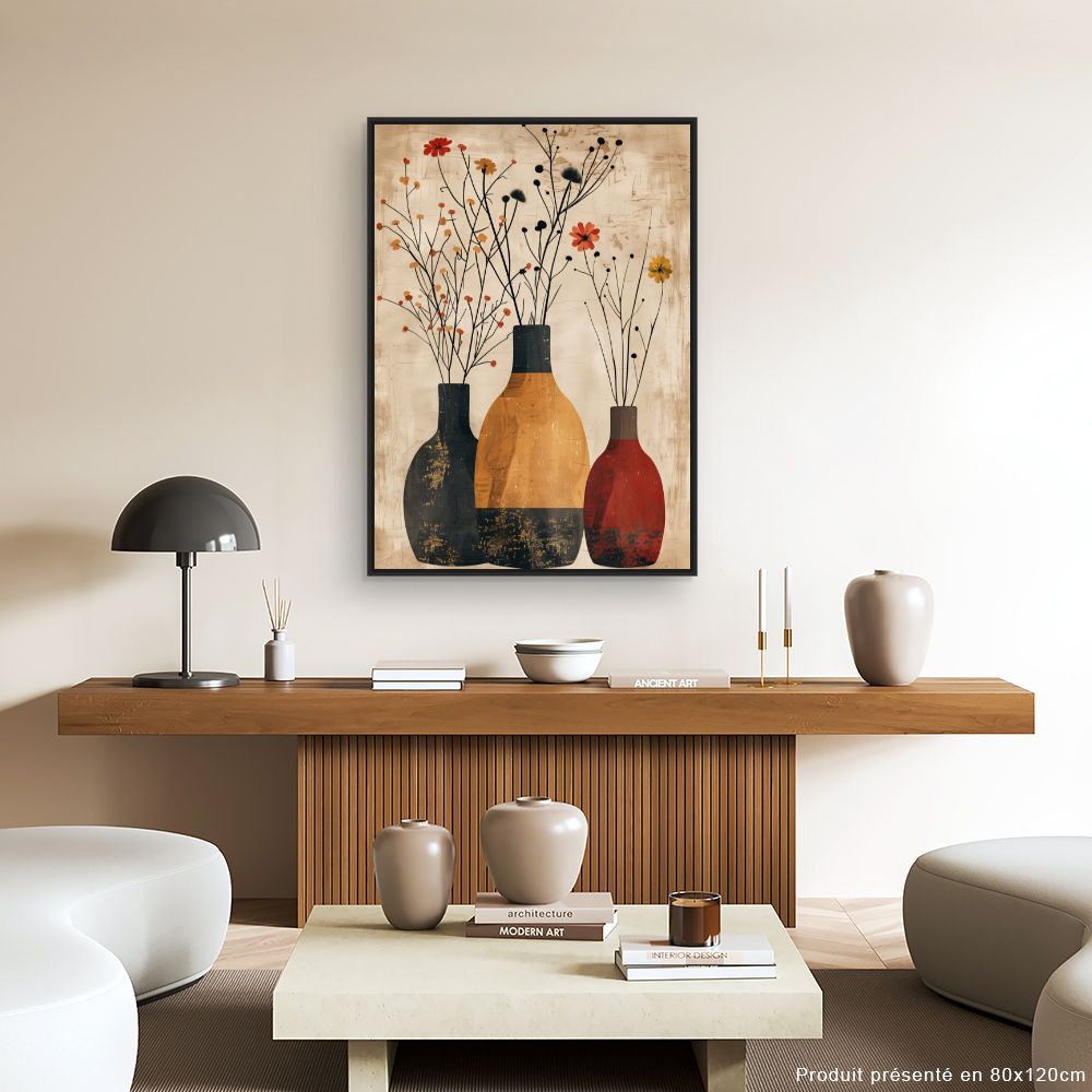 Toile "Vases floraux élégants"