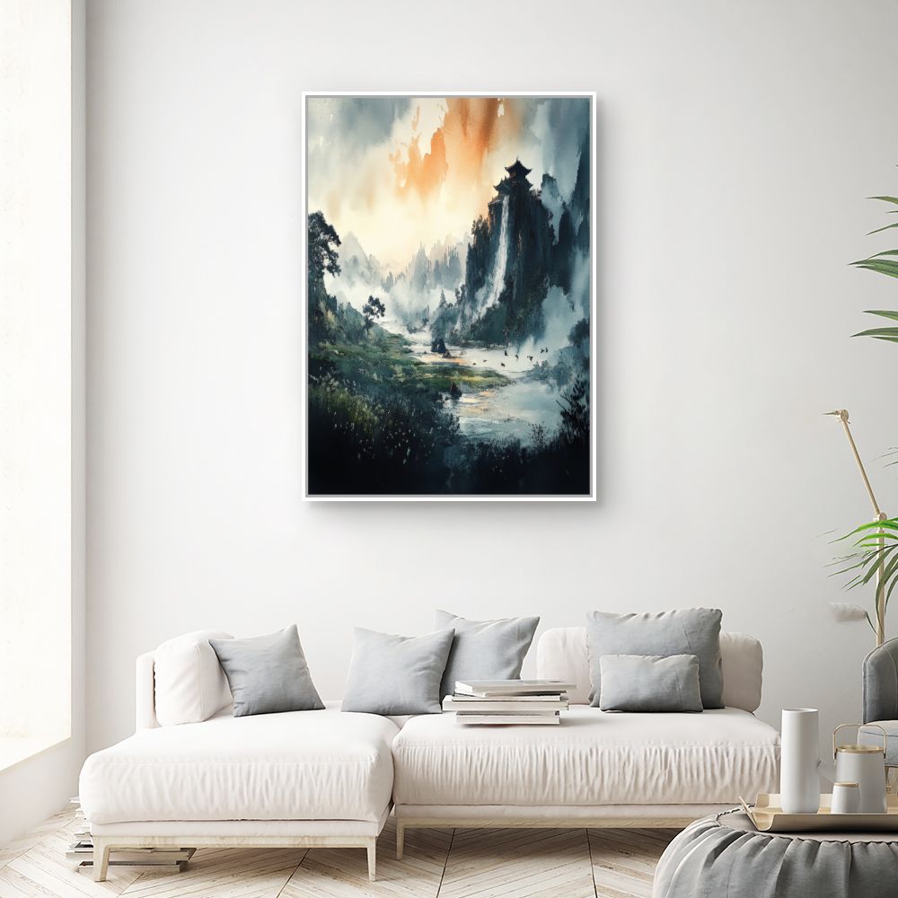 Schilderij "Serene berglandschap"