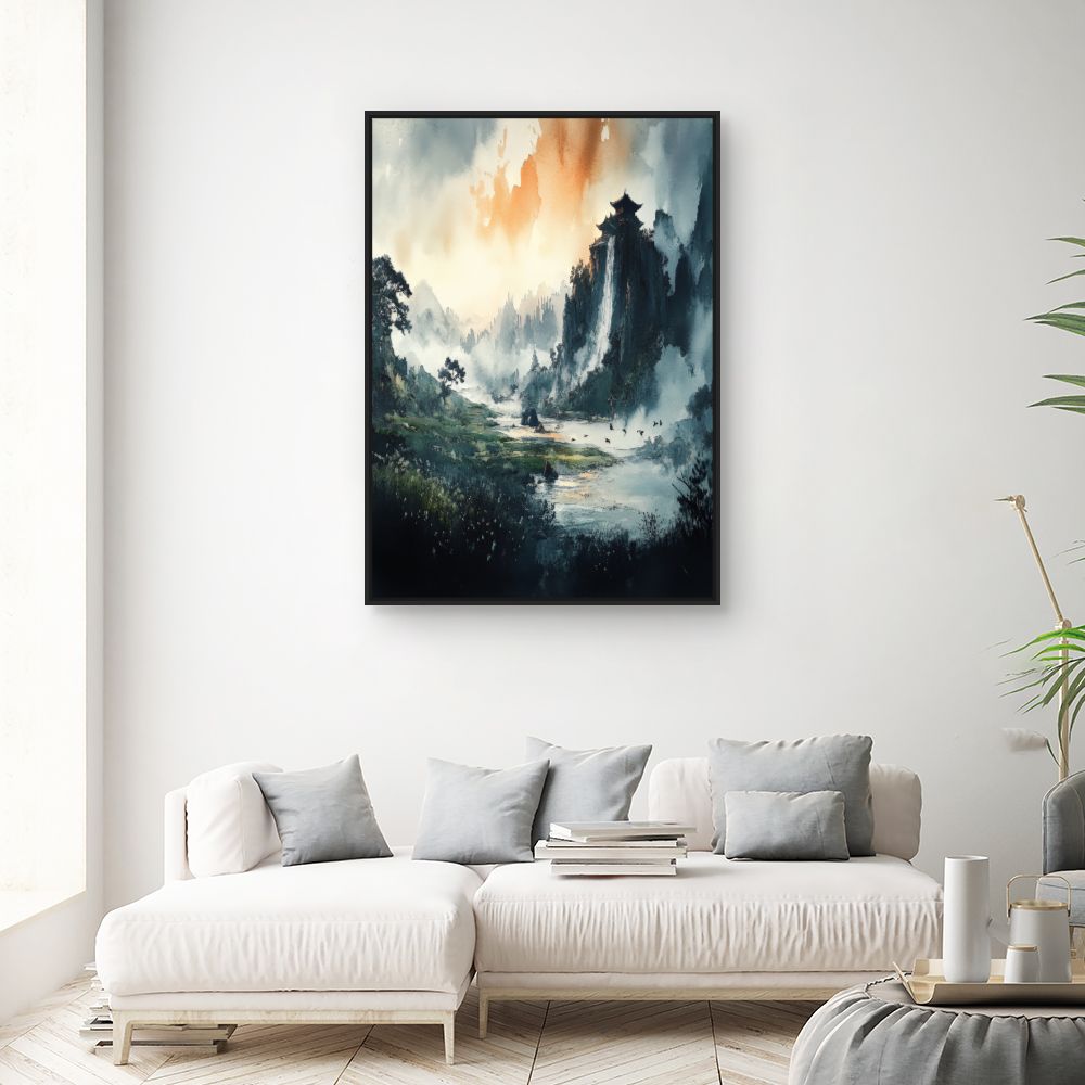 Schilderij "Serene berglandschap"