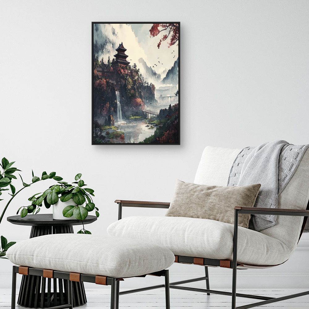 Schilderij "Serene Aziatische landschap"