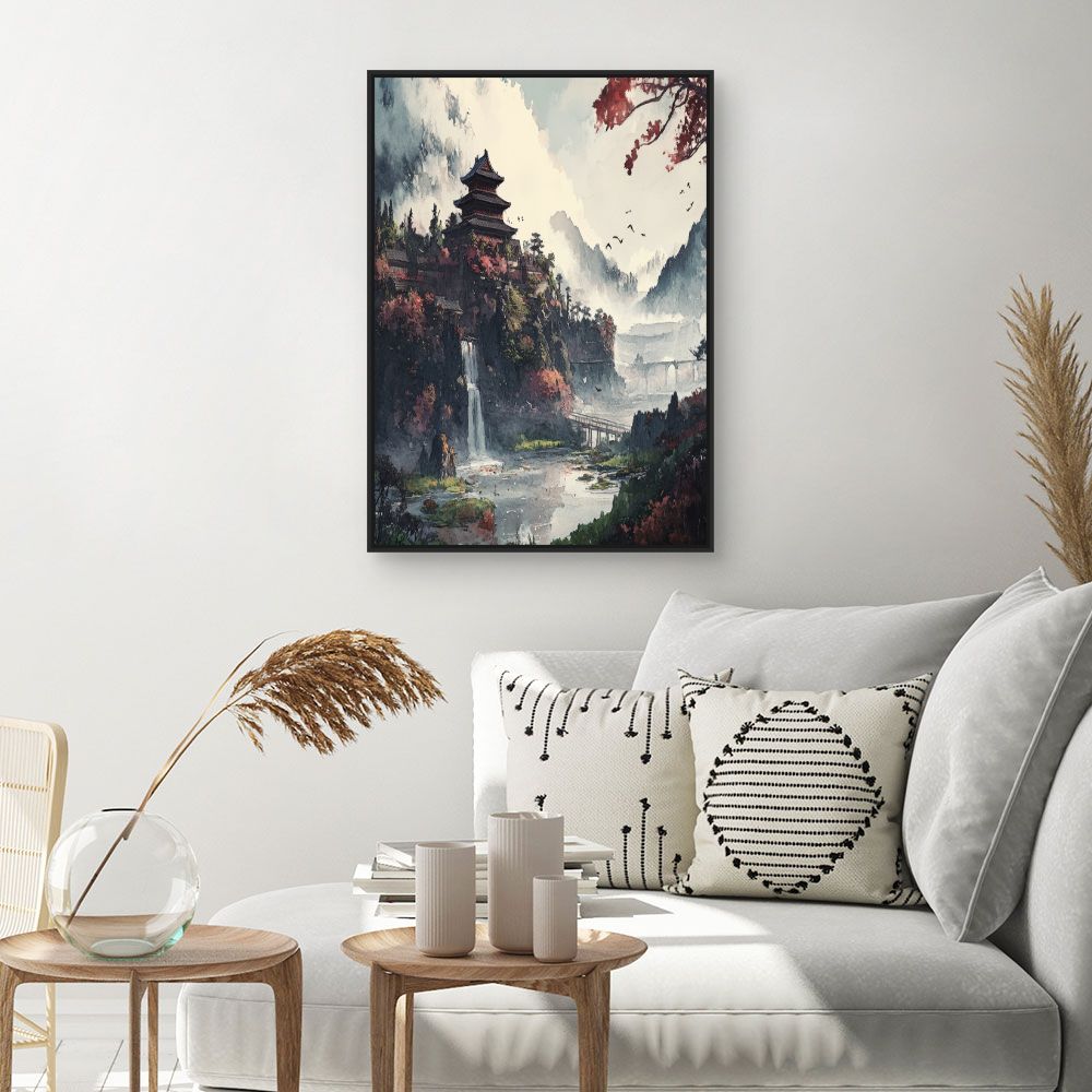Schilderij "Serene Aziatische landschap"