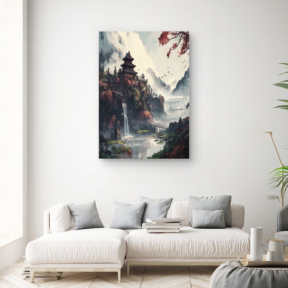Schilderij "Serene Aziatische landschap"