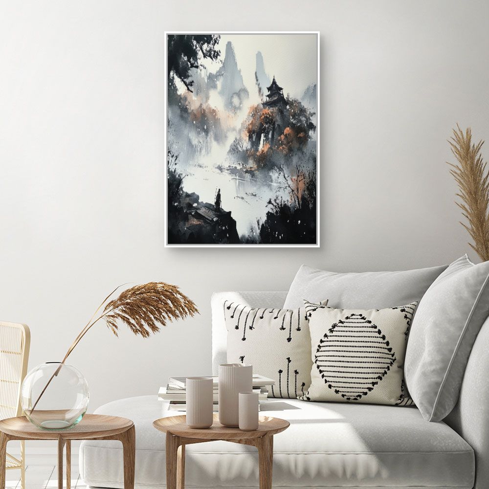 Toile "Paysage brumeux intrigant"