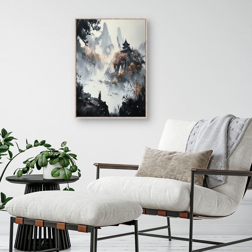 Toile "Paysage brumeux intrigant"