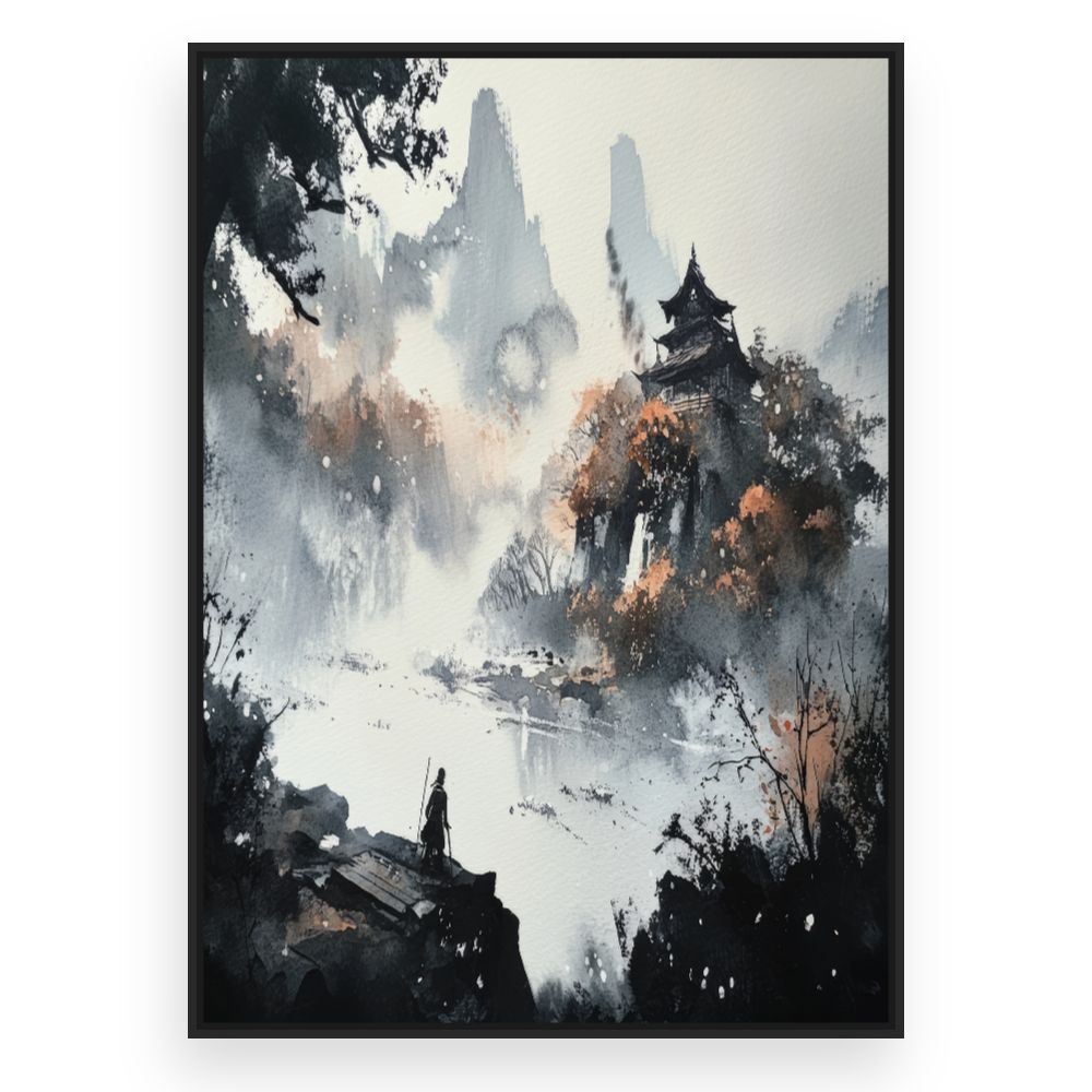 Toile Paysage brumeux intrigant – toile cadre noir (slide 3)