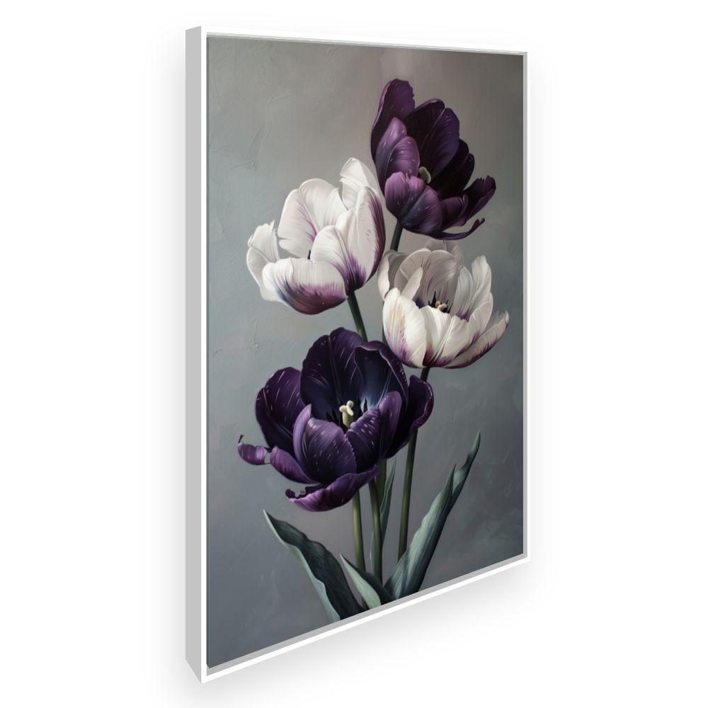 Toile Tulipes élégantes – toile cadre blanc (slide 2)