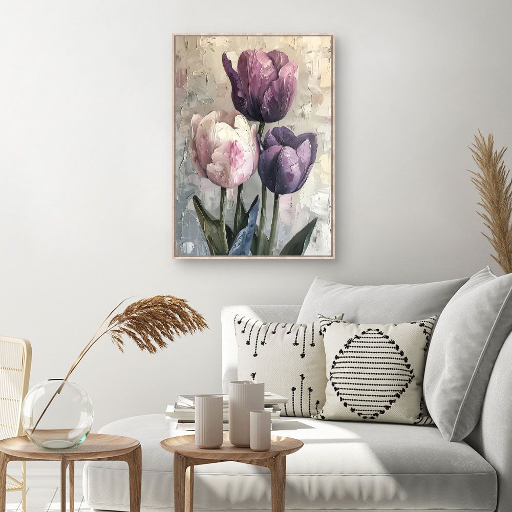 Toile Tulipes élégantes – toile cadre naturel (slide 1, 60×90)