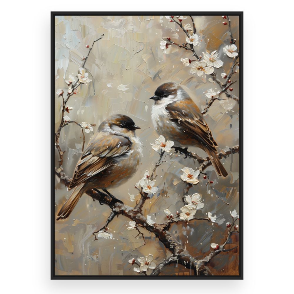 Toile Oiseaux poétiques – toile cadre noir (slide 3)