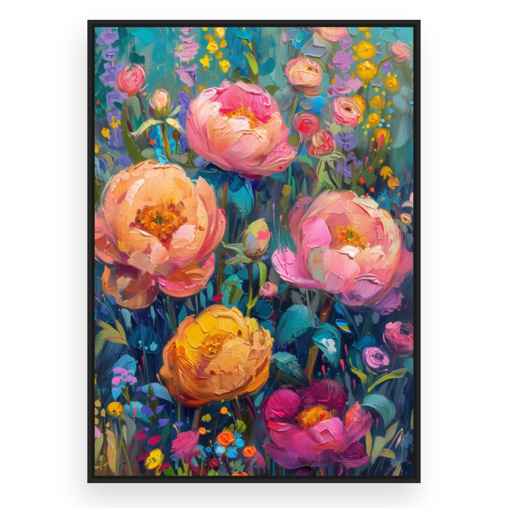 Toile Fleurs éclatantes – toile cadre noir (slide 3)