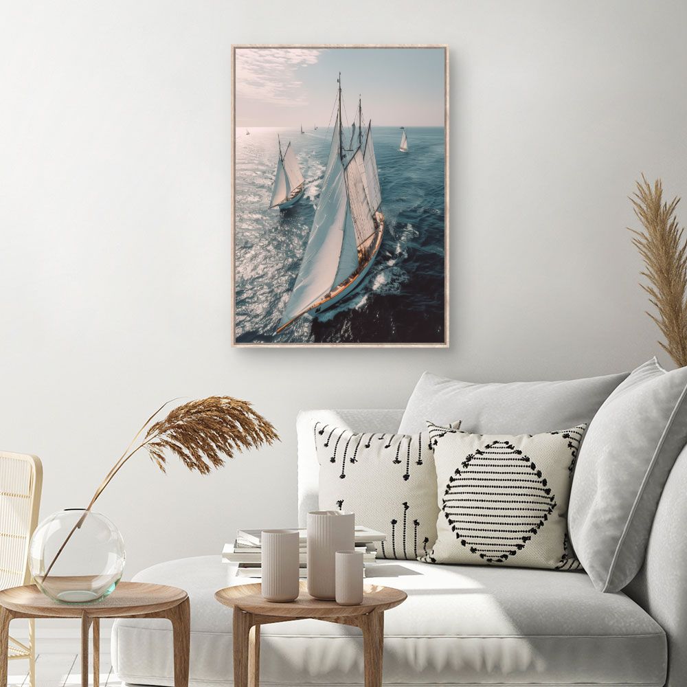 Toile Évasion nautique sereine – toile cadre naturel (slide 1, 60×90)
