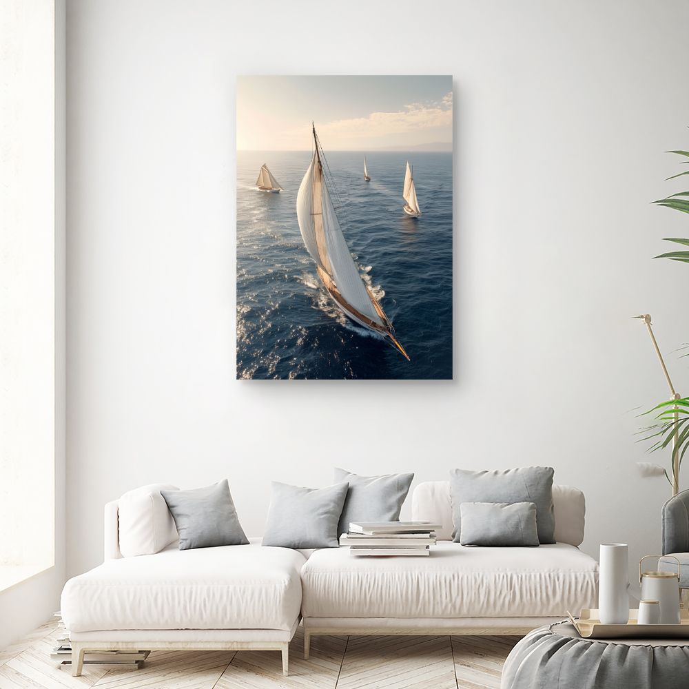Schilderij "Zeilboten op zee"