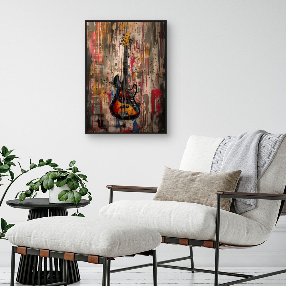 Toile "Guitare éclatante"