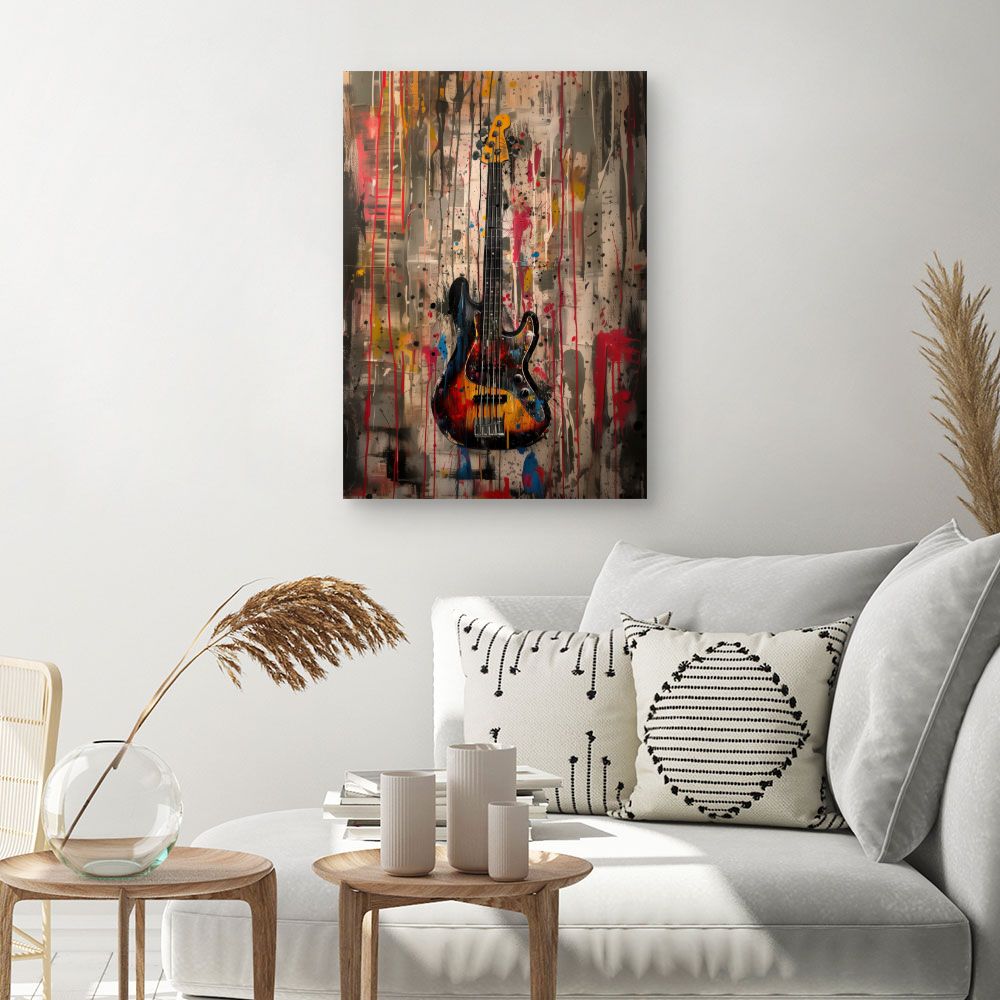 Toile "Guitare éclatante"