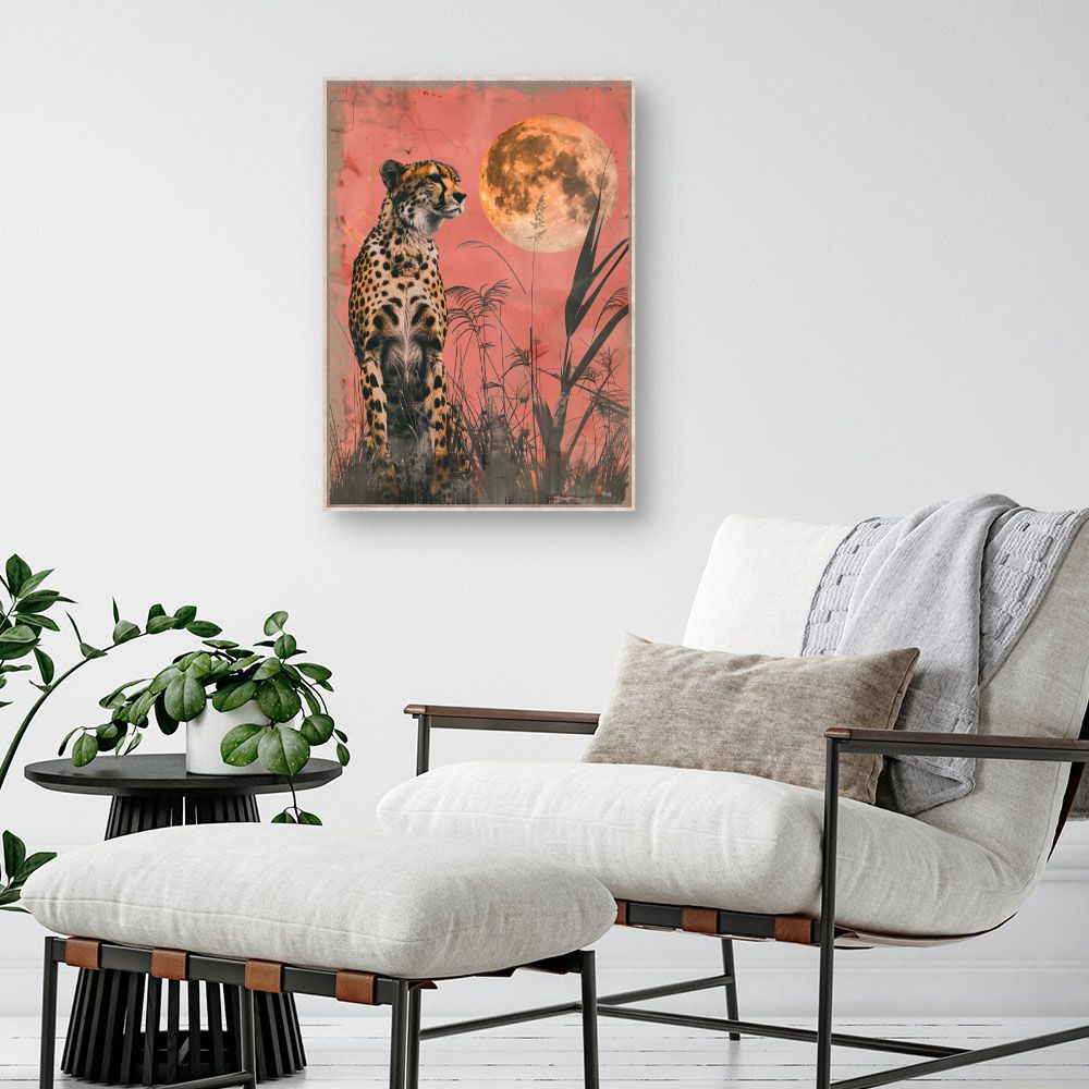 Toile "Léopard et lune"