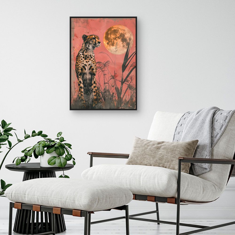 Toile "Léopard et lune"