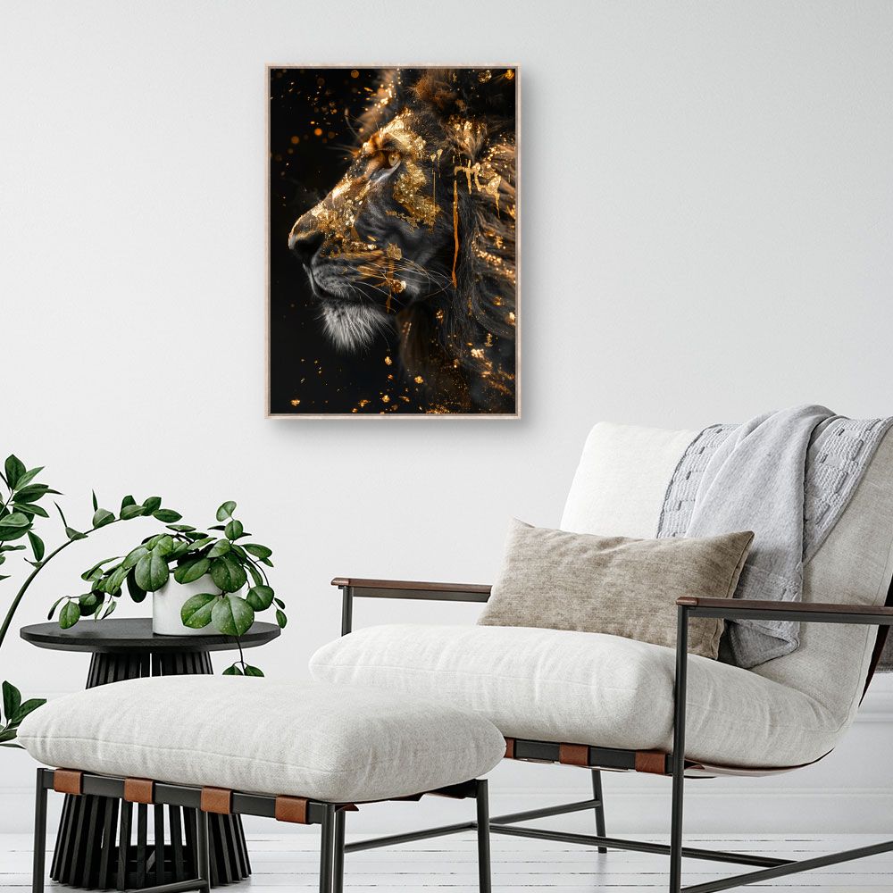 Toile "Lion doré majestueux"