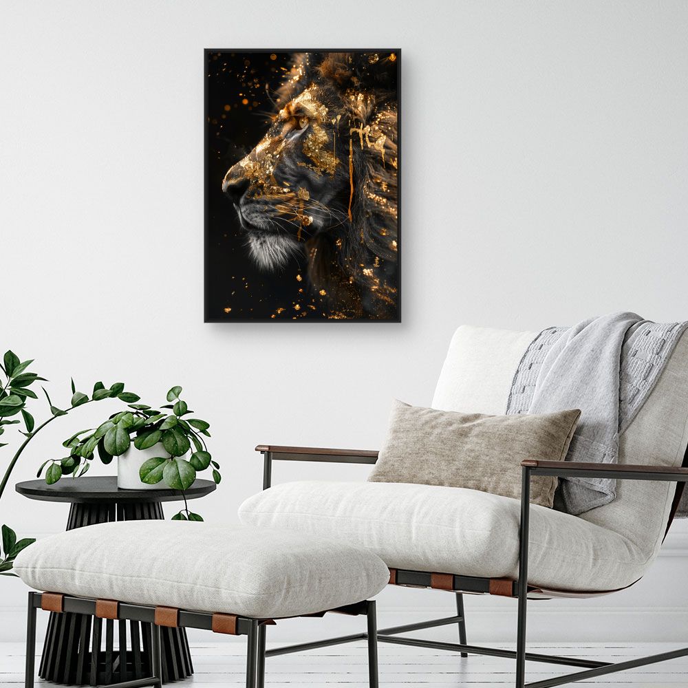 Toile "Lion doré majestueux"