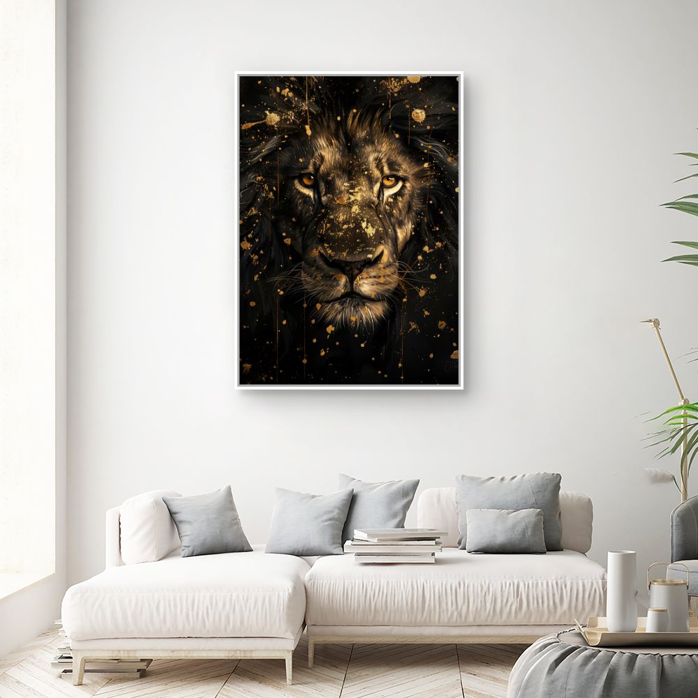 Toile "Lion majestueux doré"