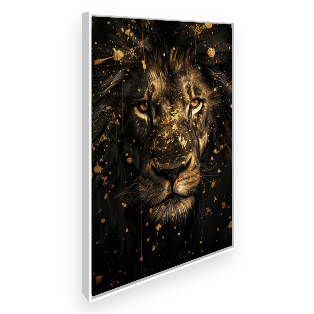 Toile Lion majestueux doré – toile cadre blanc (slide 2)