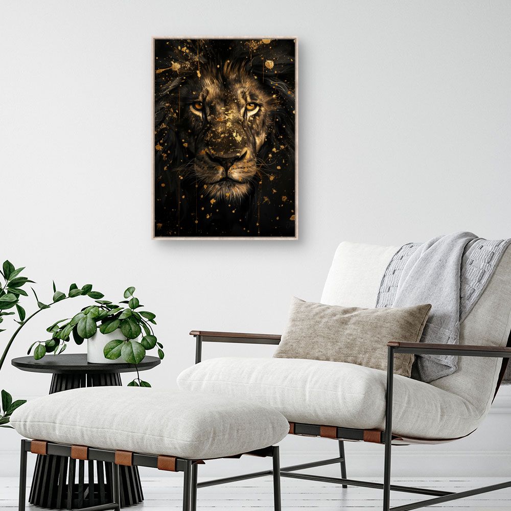 Toile "Lion majestueux doré"