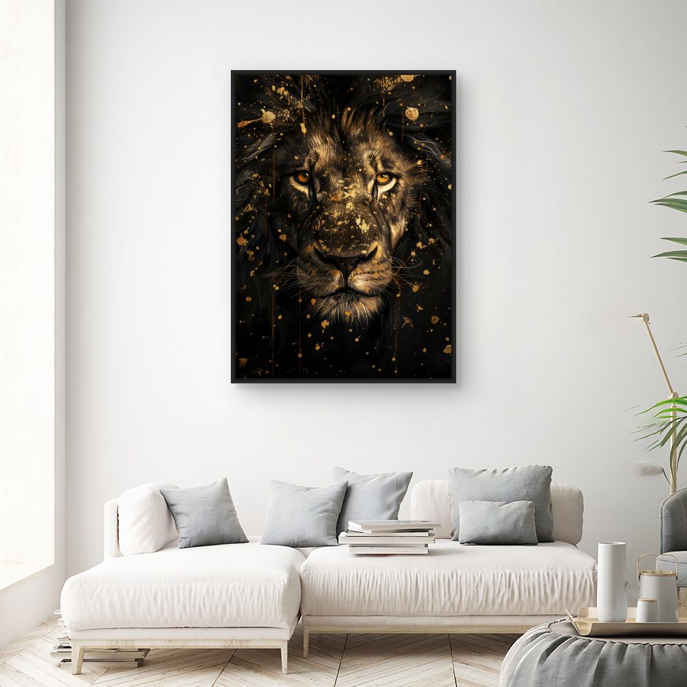 Toile "Lion majestueux doré"