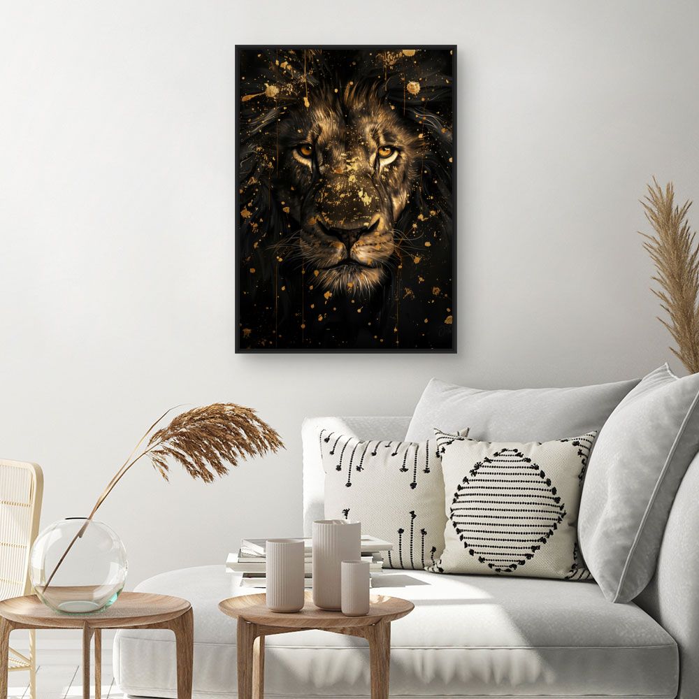 Toile "Lion majestueux doré"