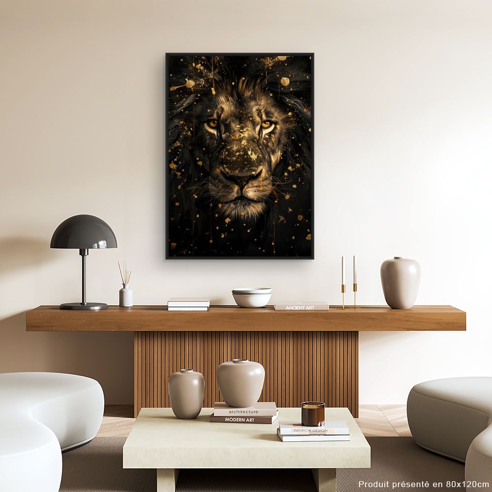 Toile "Lion majestueux doré"