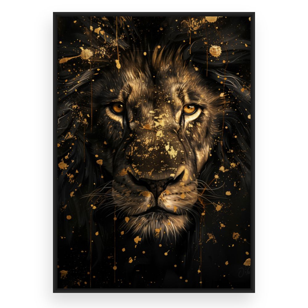 Toile Lion majestueux doré – toile cadre noir (slide 3)