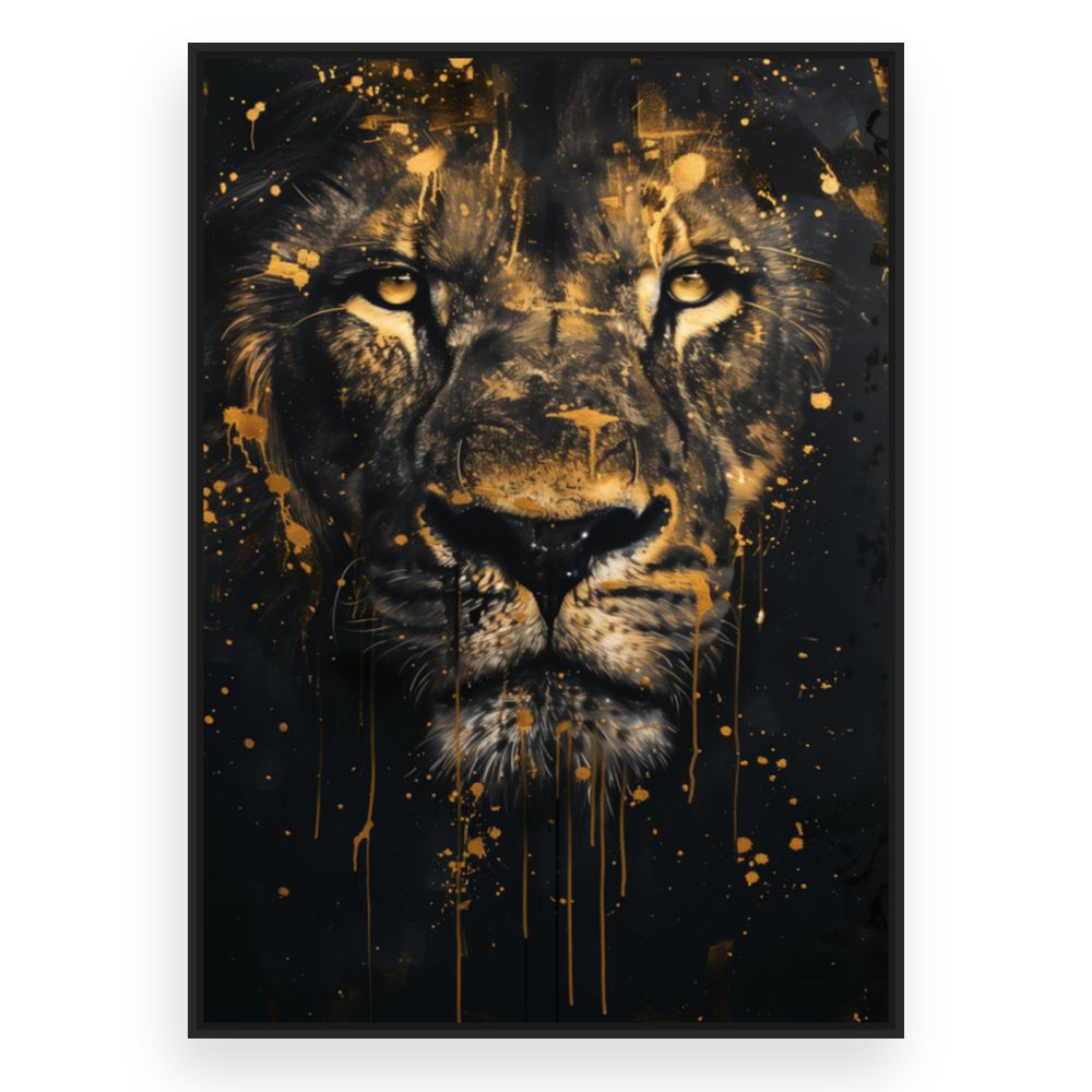 Toile Regard puissant lion – toile cadre noir (slide 3)