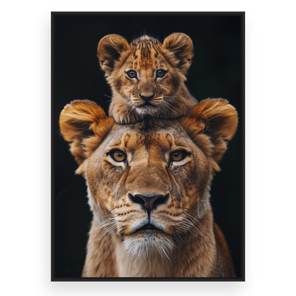 Toile Tête de lion – toile cadre noir (slide 3)