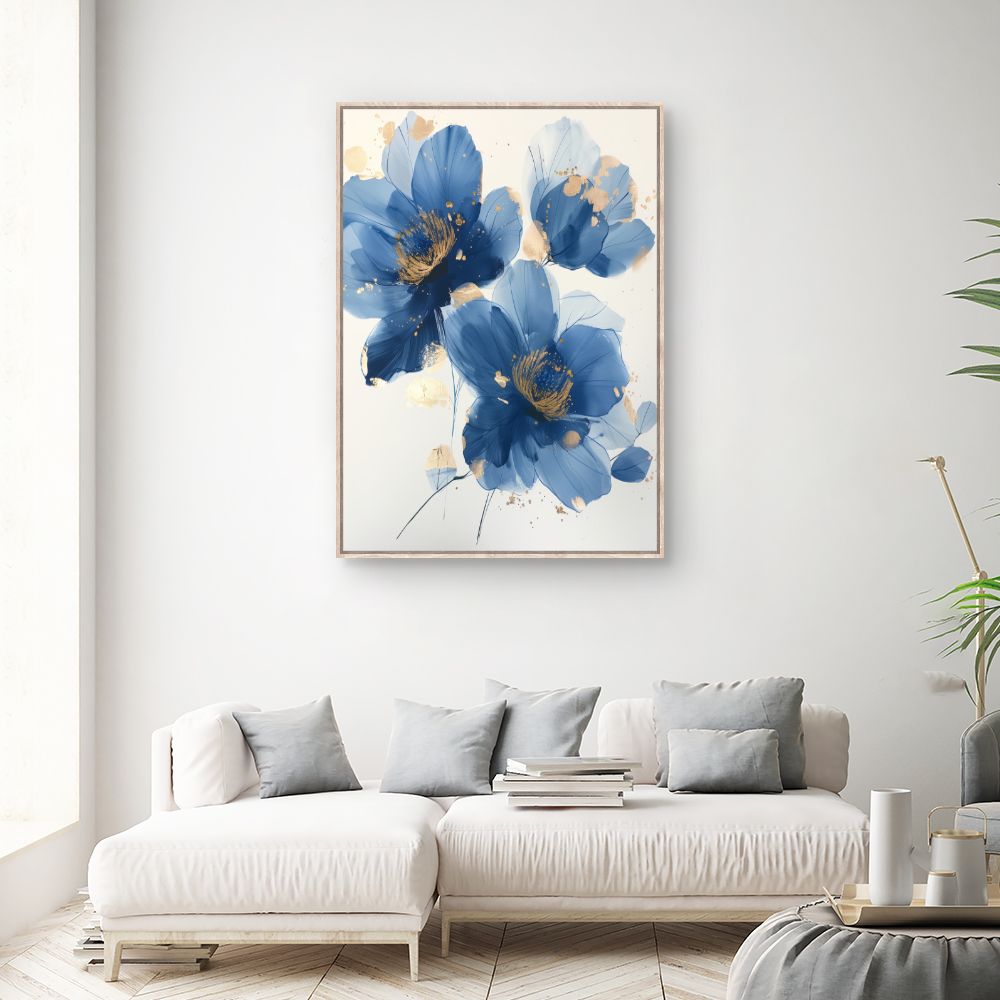 Schilderij "Delicate gouden bloemen"
