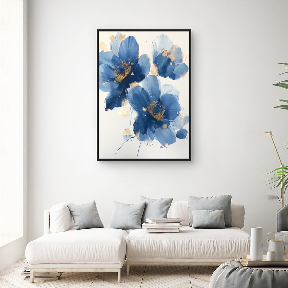 Schilderij "Delicate gouden bloemen"