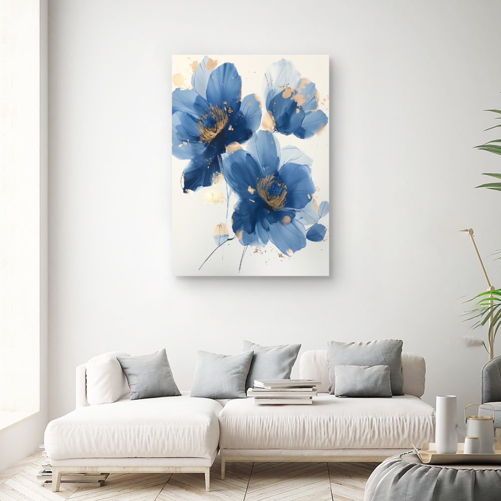 Schilderij "Delicate gouden bloemen"