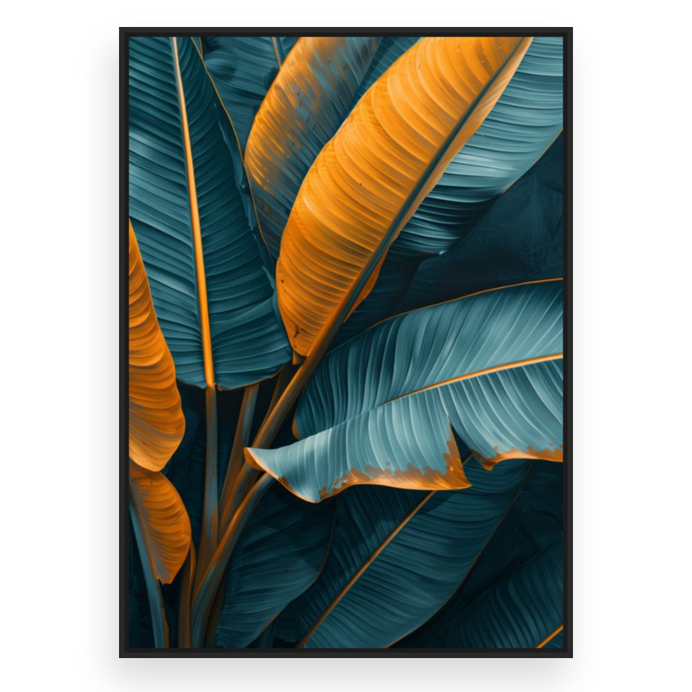 Toile Feuilles vibrantes – toile cadre noir (slide 3)