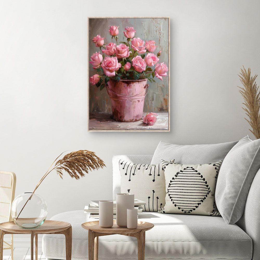 Toile Élégance florale délicate – toile cadre naturel (slide 1, 60×90)