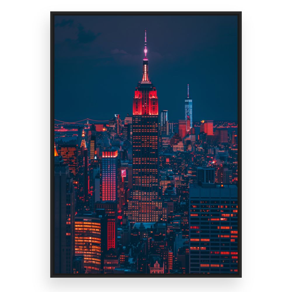 Toile Ville illuminée – toile cadre noir (slide 3)