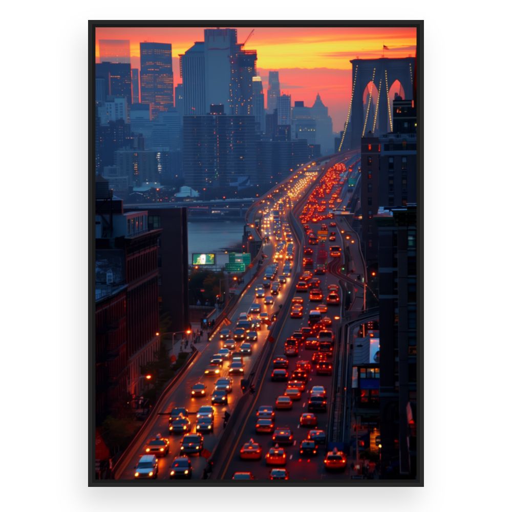 Toile Coucher de soleil urbain – toile cadre noir (slide 3)