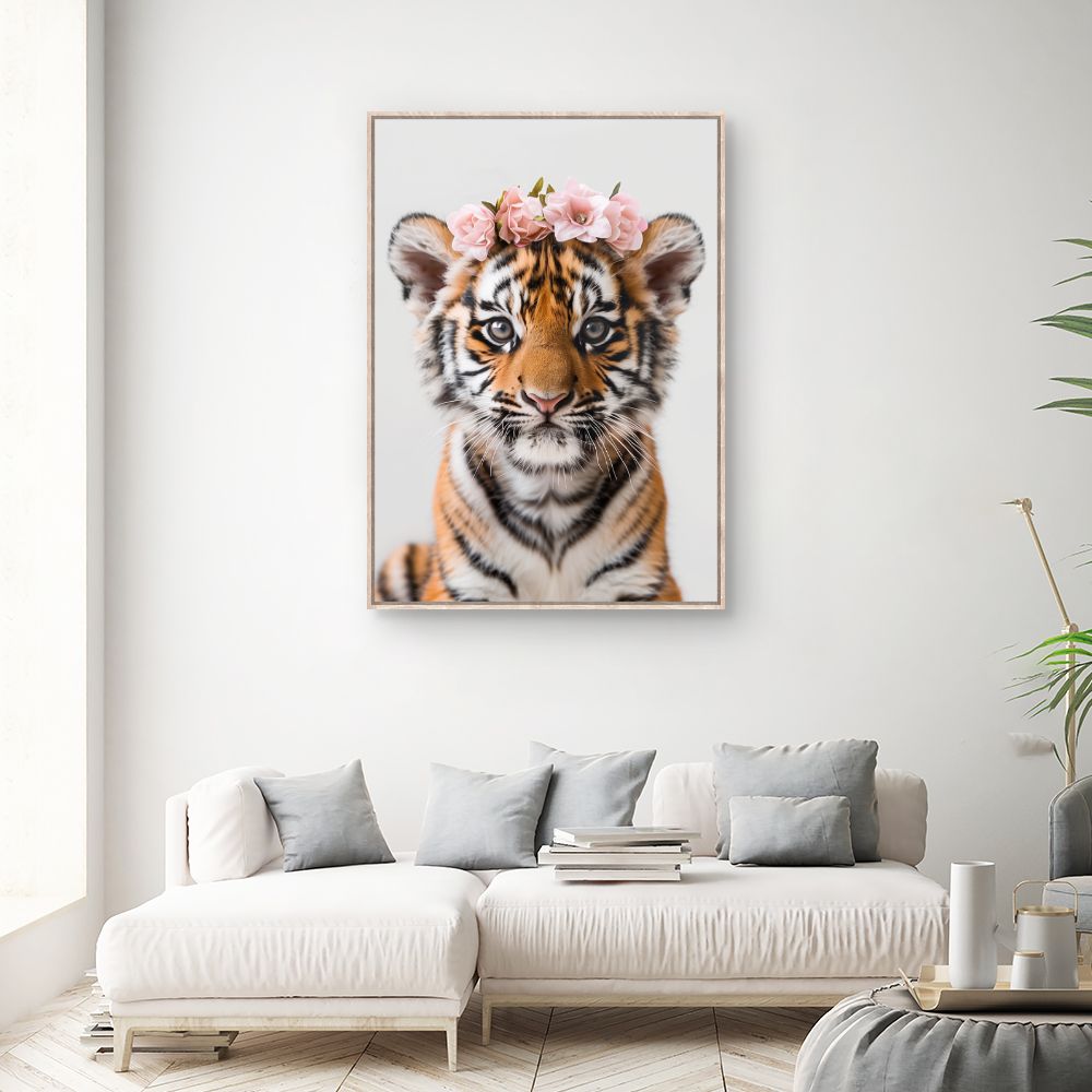Toile "Tigre fleuri"