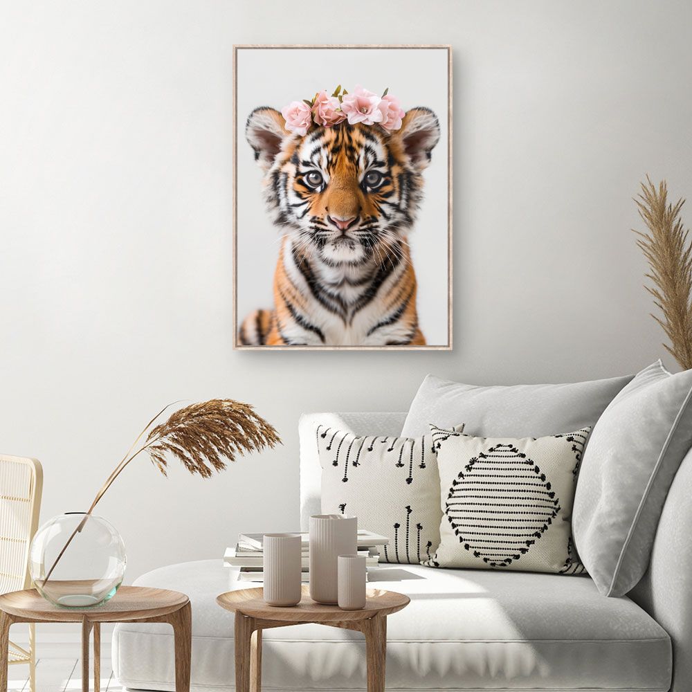 Toile Tigre fleuri – toile cadre naturel (slide 1, 60×90)