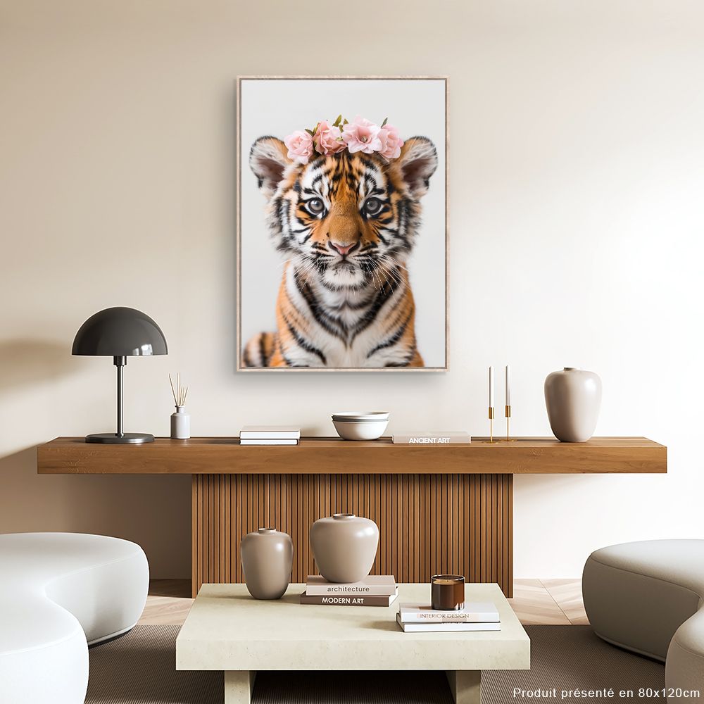 Toile "Tigre fleuri"