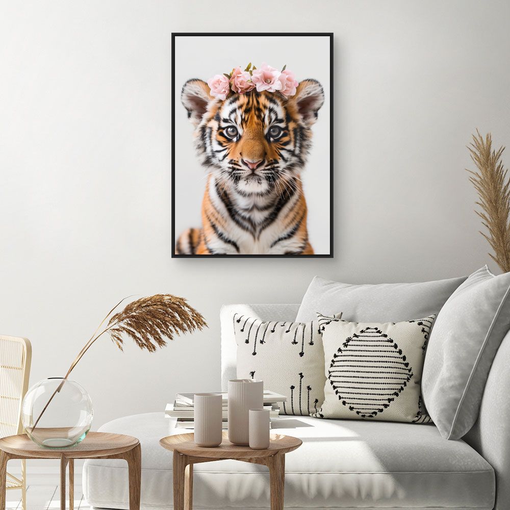 Toile "Tigre fleuri"