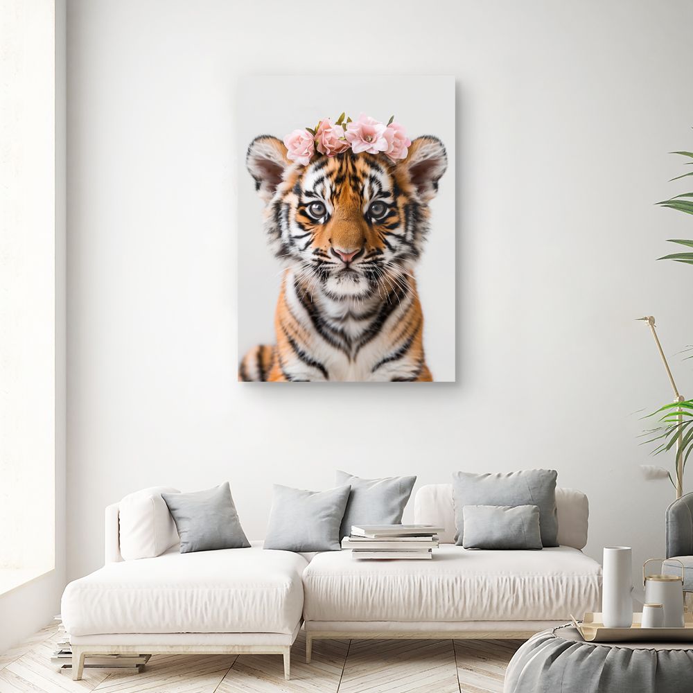 Toile "Tigre fleuri"