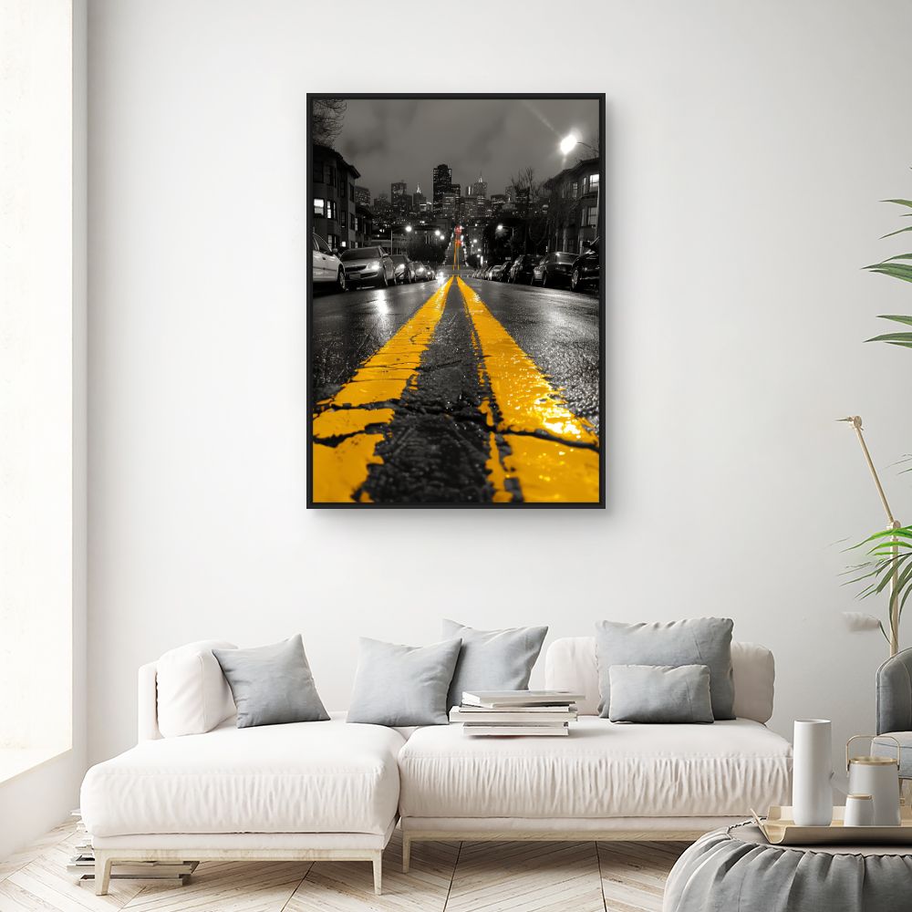 Schilderij "Stedelijke straat 's nachts"