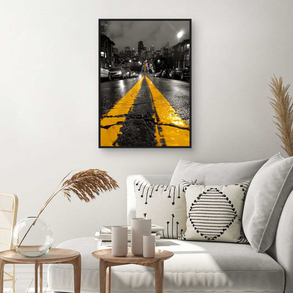 Schilderij "Stedelijke straat 's nachts"