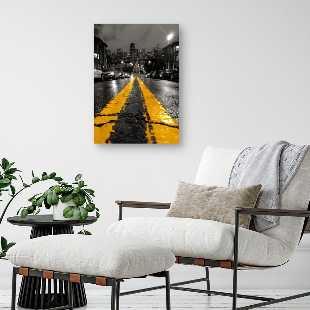 Schilderij "Stedelijke straat 's nachts"