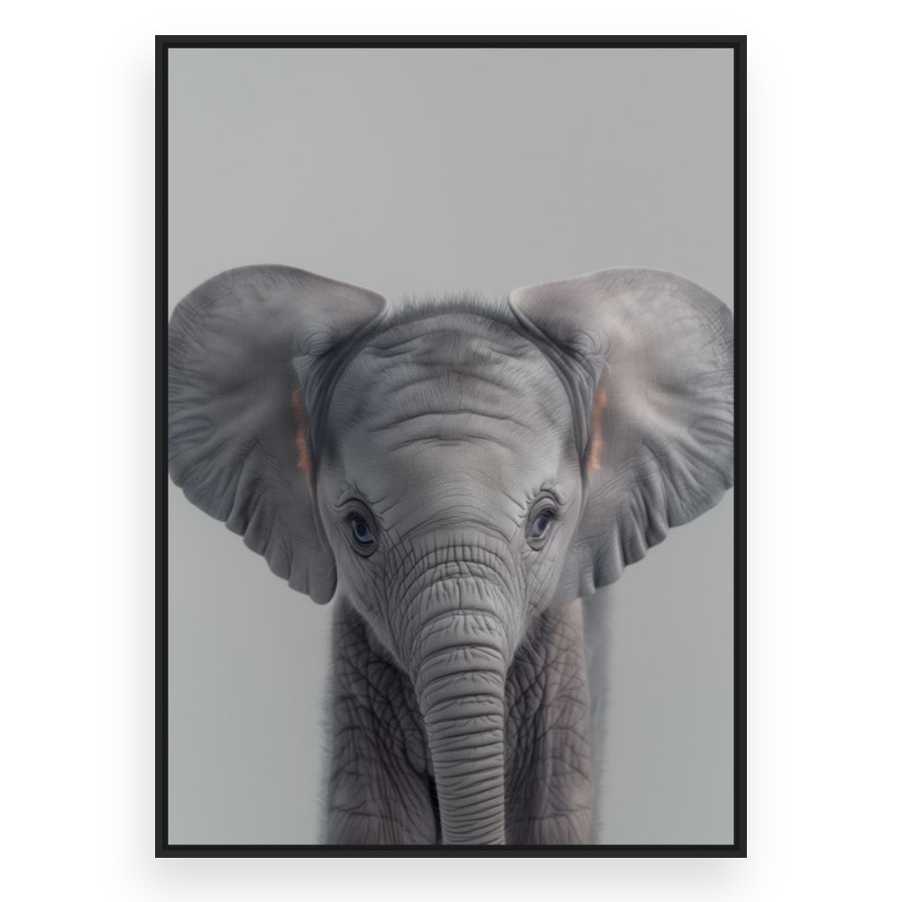 Toile Éléphant adorable – toile cadre noir (slide 3)