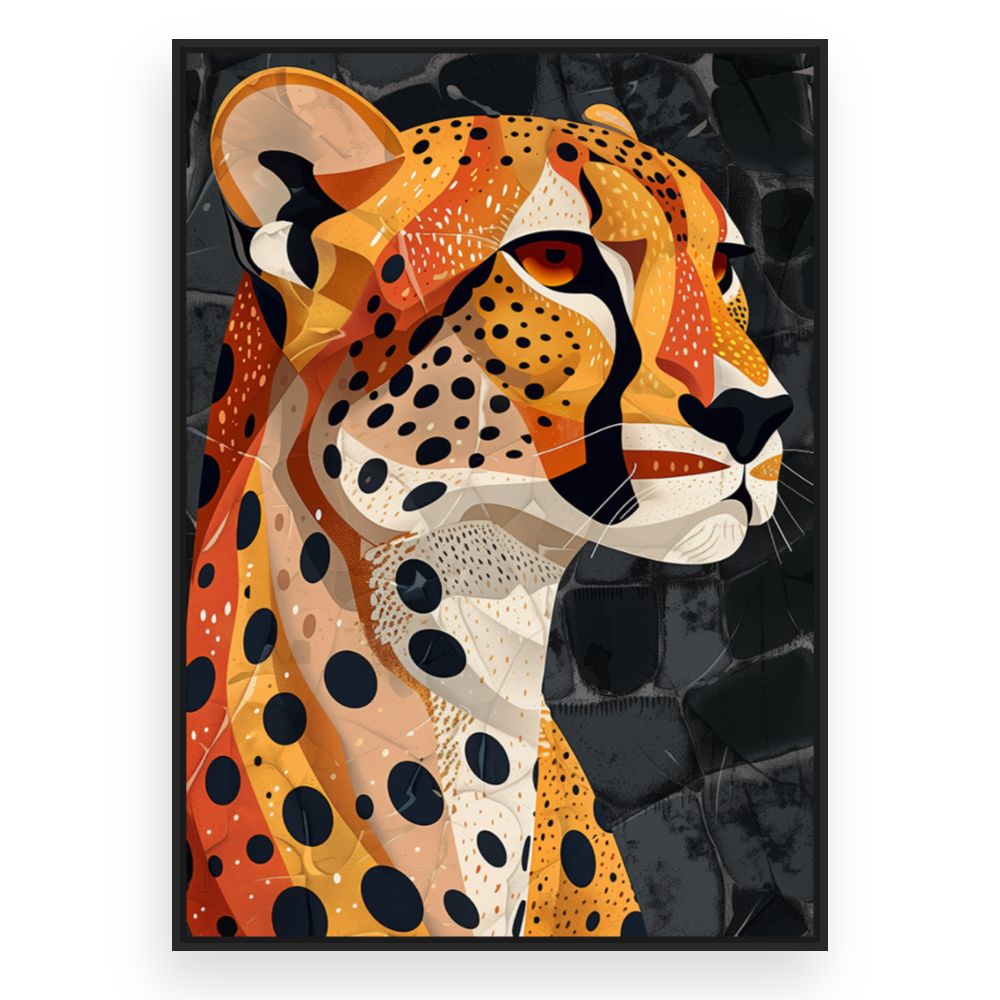 Toile Élégant guépard stylisé – toile cadre noir (slide 3)
