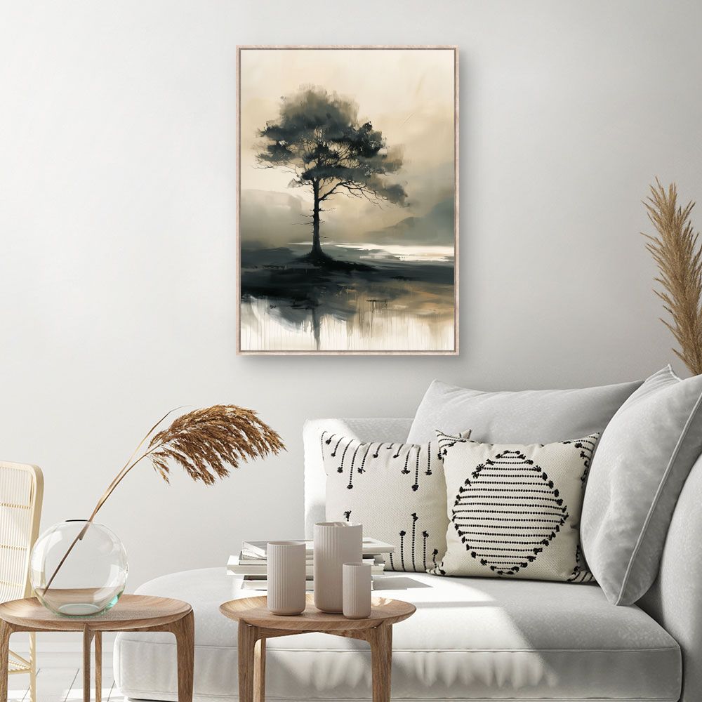 Toile Arbre solitaire élégant – toile cadre naturel (slide 1, 60×90)