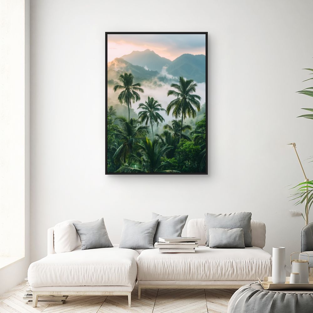 Toile "Paysage tropical brumeux"